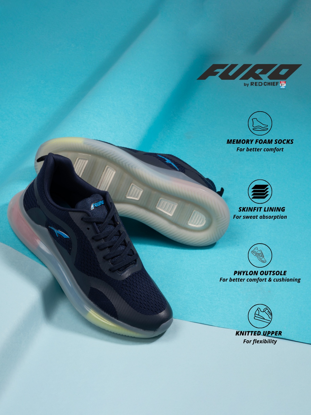 

FURO by Red Chief Men Blue Mesh Running Shoes