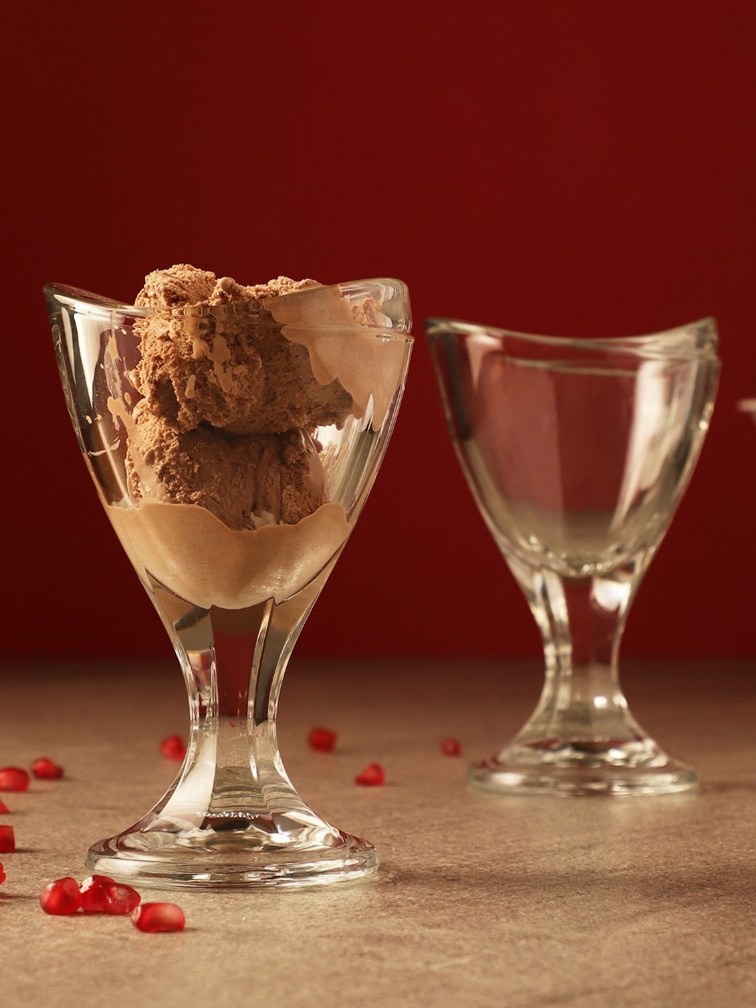 

The Decor Mart Set Of 2 Transparent Solid Ice Cream Cups