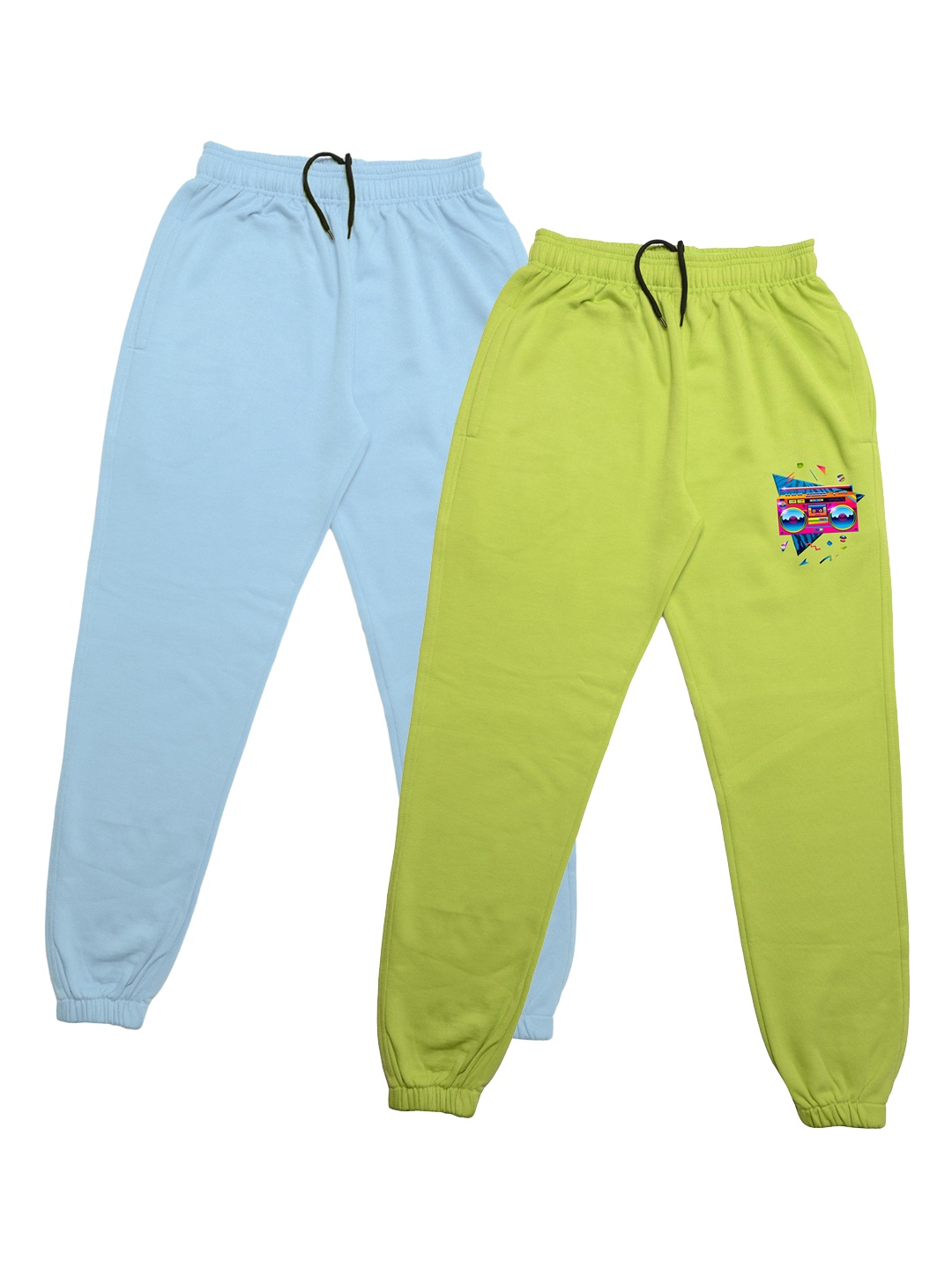 

TINY HUG Boys Pack Of 2 Solid Joggers, Fluorescent green