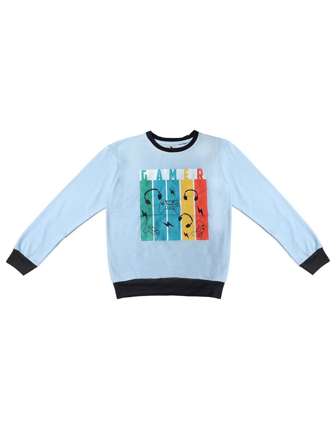 

TINY HUG Unisex Kids Pack of 2 Fluorescent Green & Blue Anti-Odour Printed Sweatshirts