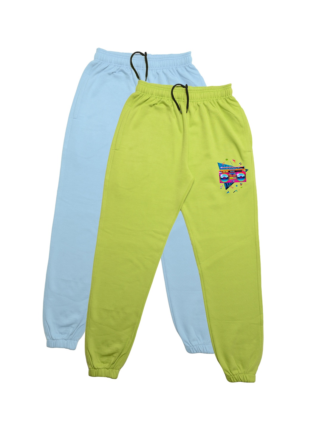 

TINY HUG Boys Pack Of 2 Solid Joggers, Fluorescent green