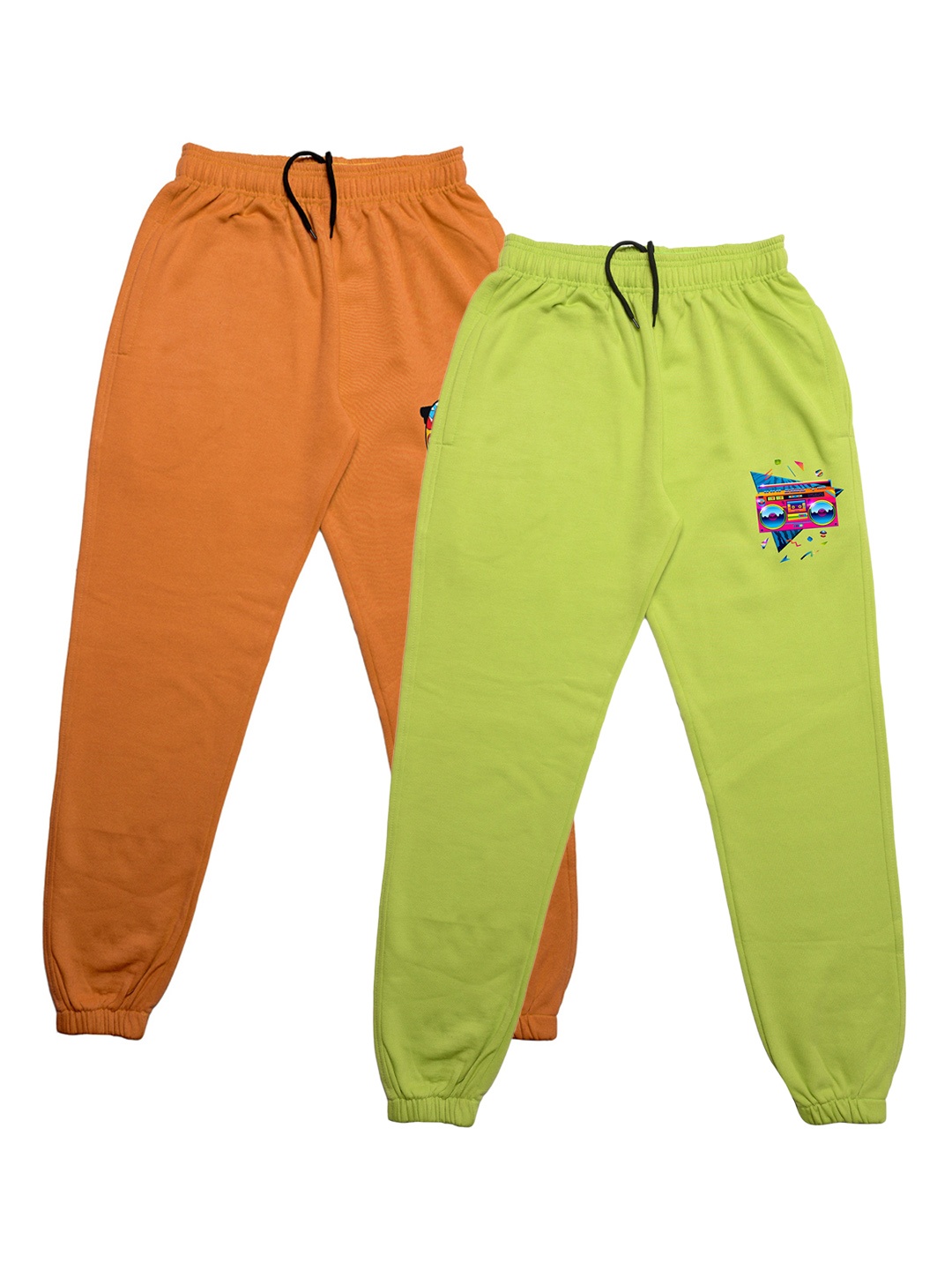 

TINY HUG Boys Pack Of 2 Solid Joggers, Fluorescent green