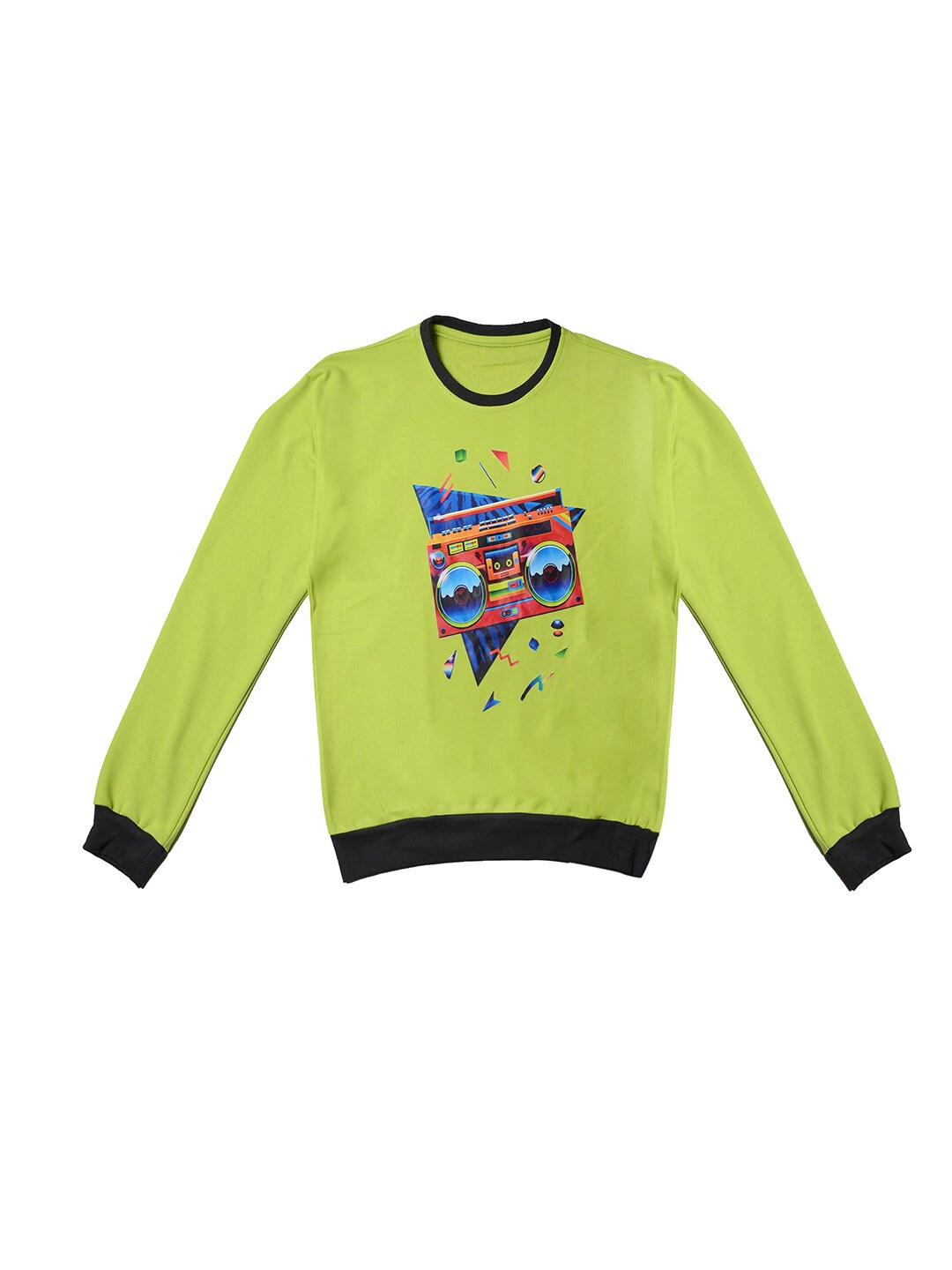 

TINY HUG Unisex Kids Pack of 2 Fluorescent Green & Brown Printed Anti-Odour Sweatshirts