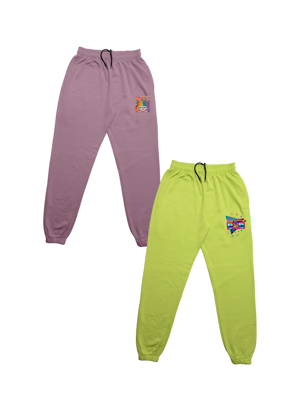 

TINY HUG Boys Pack Of 2 Solid Joggers, Fluorescent green