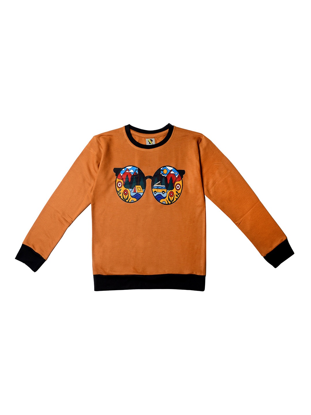 

TINY HUG Kids Pack Of 2 Fluorescent Green & Mustard Embroidered Sweatshirt