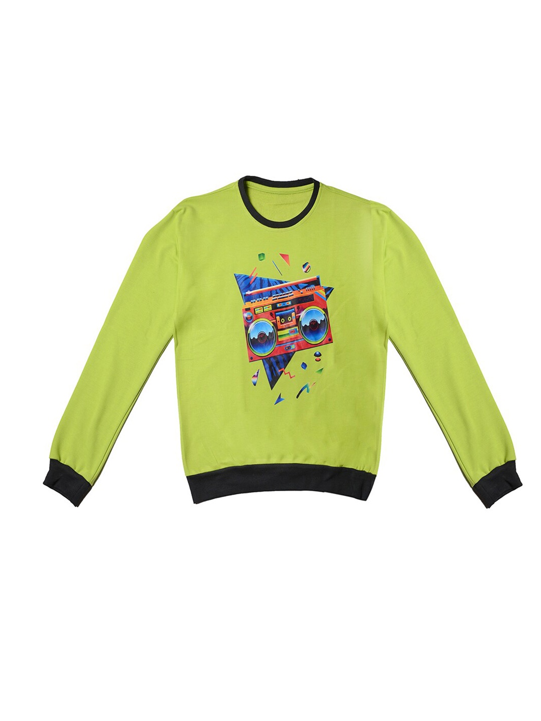 

TINY HUG Unisex Kids Fluorescent Green Printed Sweatshirt
