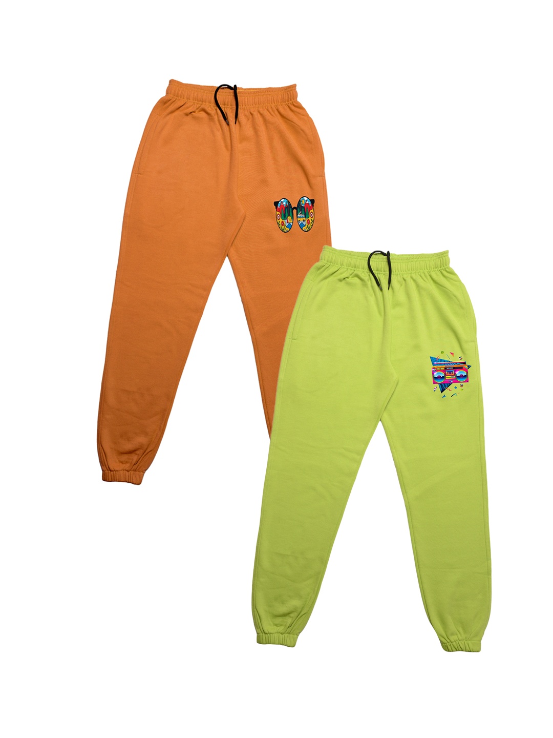 

TINY HUG Boys Pack Of 2 Solid Joggers, Fluorescent green
