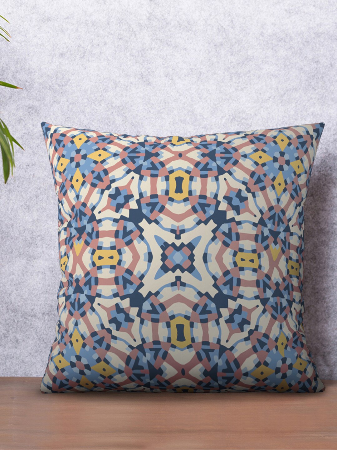 

PETAL HOME Blue & White Abstract Square Cushion Cover