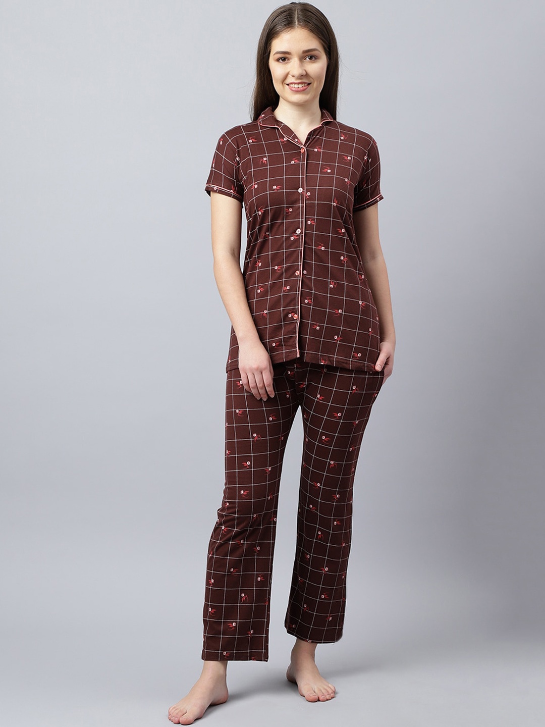 

Bailey sells Women Brown & White Printed Cotton Night suit