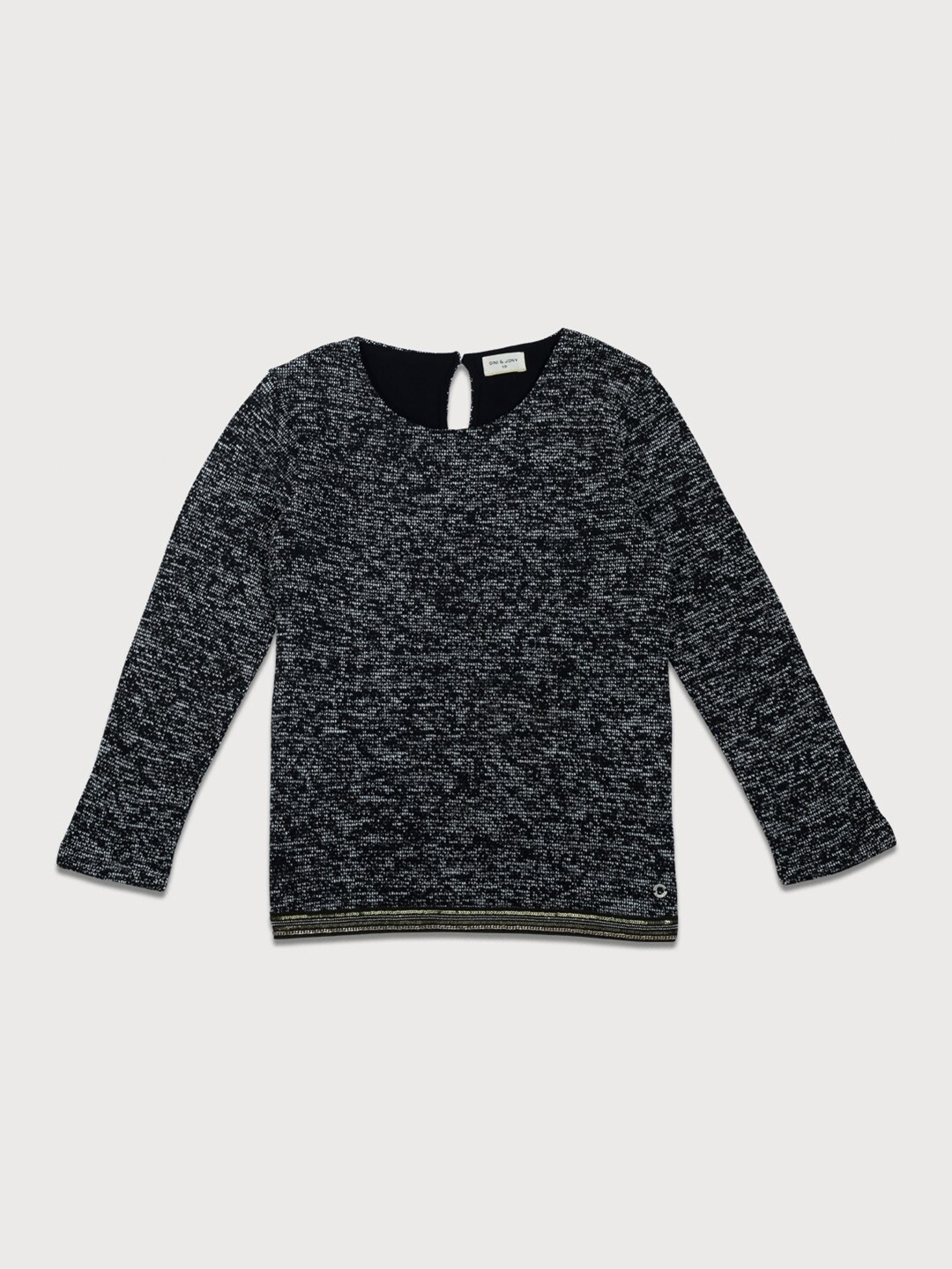 

Gini and Jony Black Printed Cotton Blend Full Sleeves Top