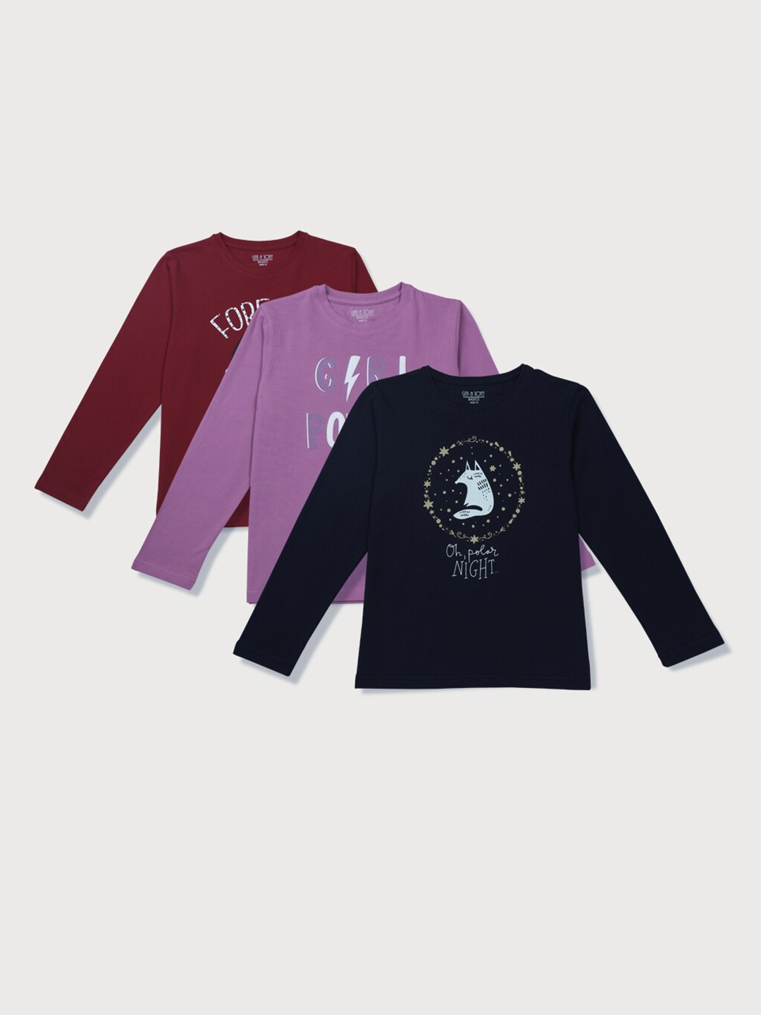 

Gini and Jony Girls Red & Lavender 3 Print Top