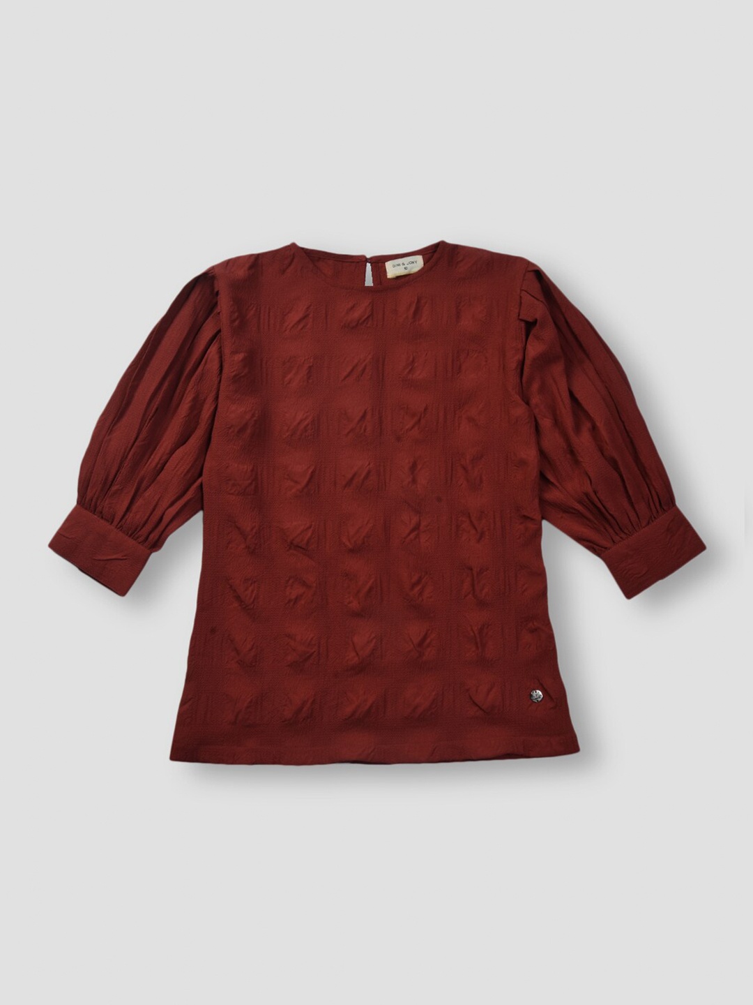 

Gini and Jony Girls Brown Puff Sleeves Top