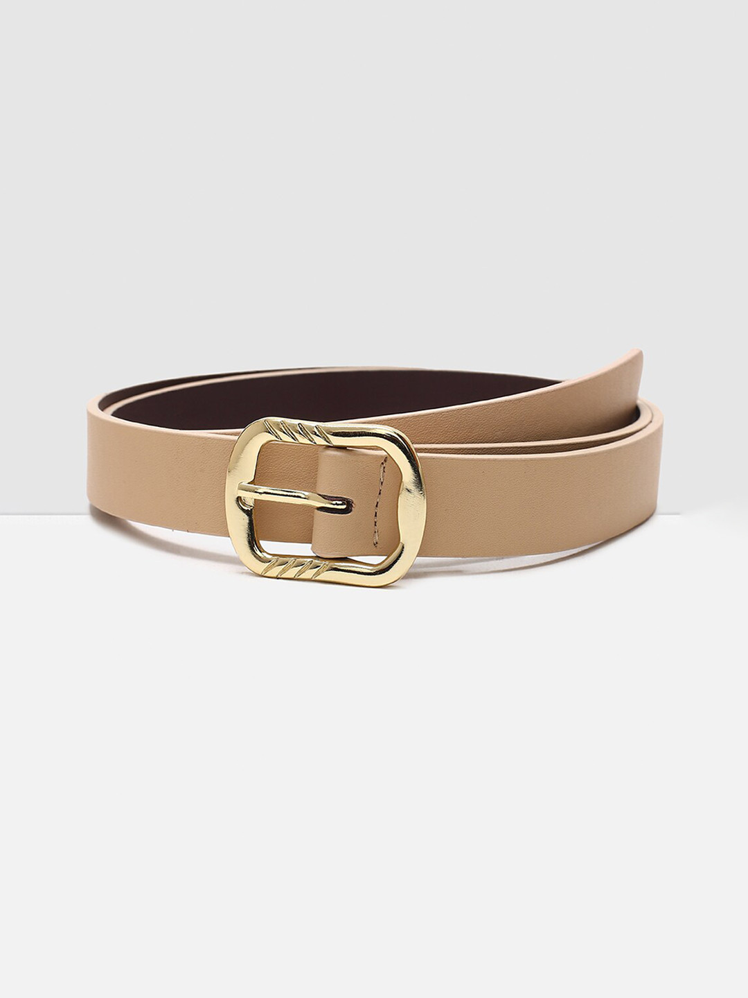 

max Women Beige Solid PU Belt