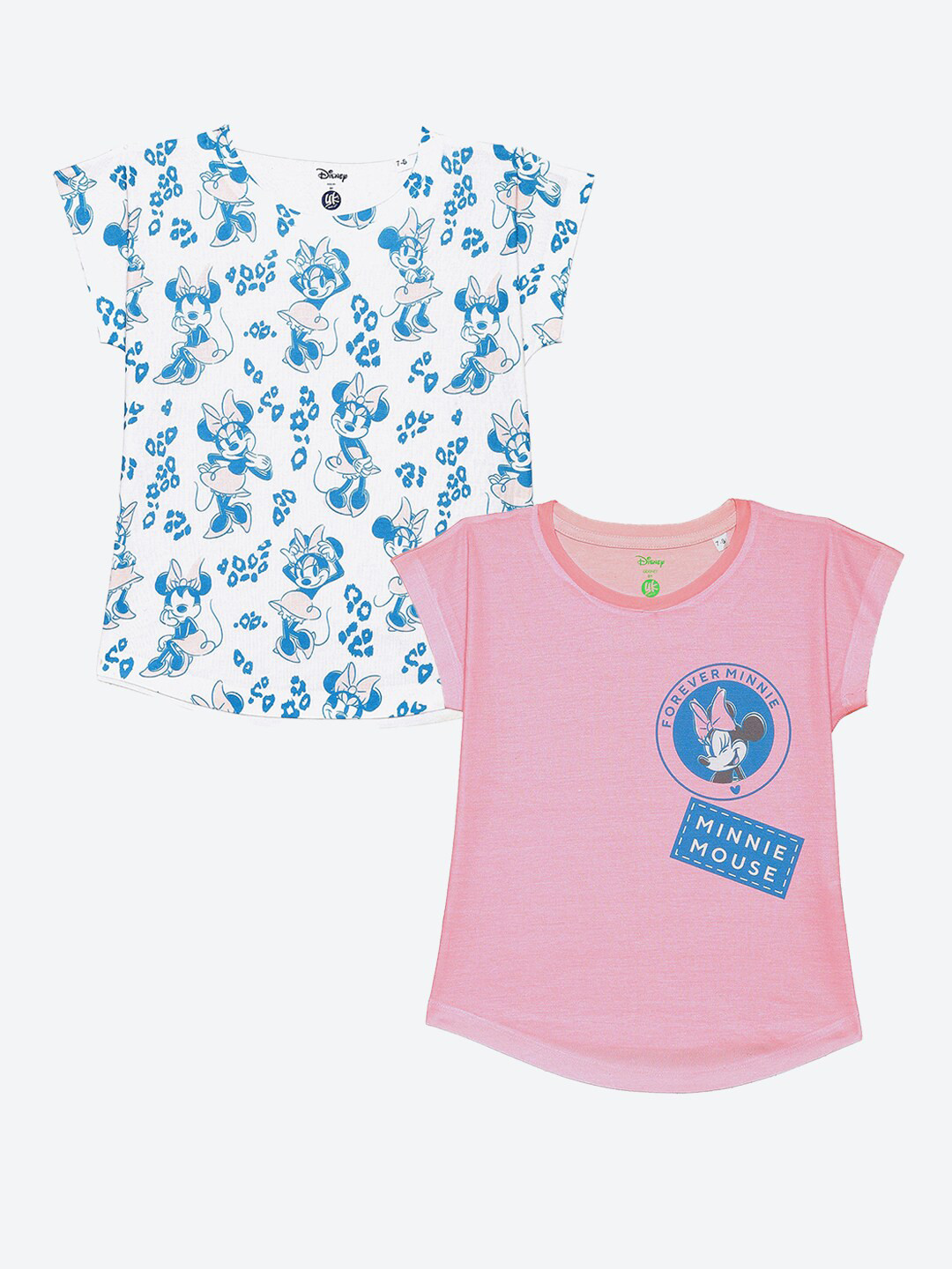 

YK Disney Girls Pack of 2 White & Pink Printed Top
