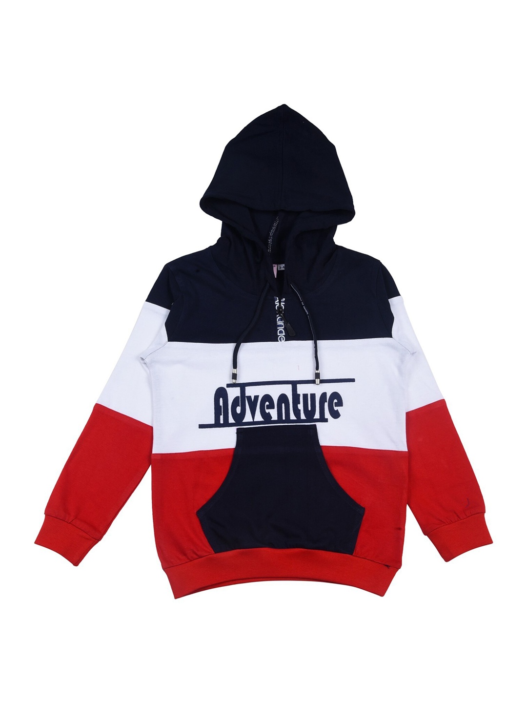 

POMY & JINNY Boys Navy Blue & Red Colourblocked Hooded Sweatshirt