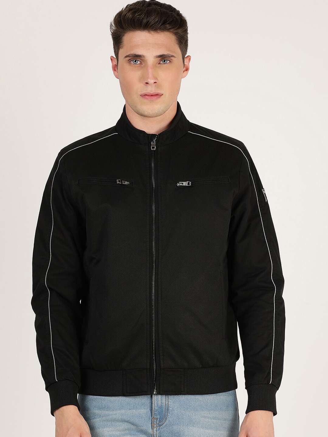 

Wrangler Men Black Solid Bomber Jacket