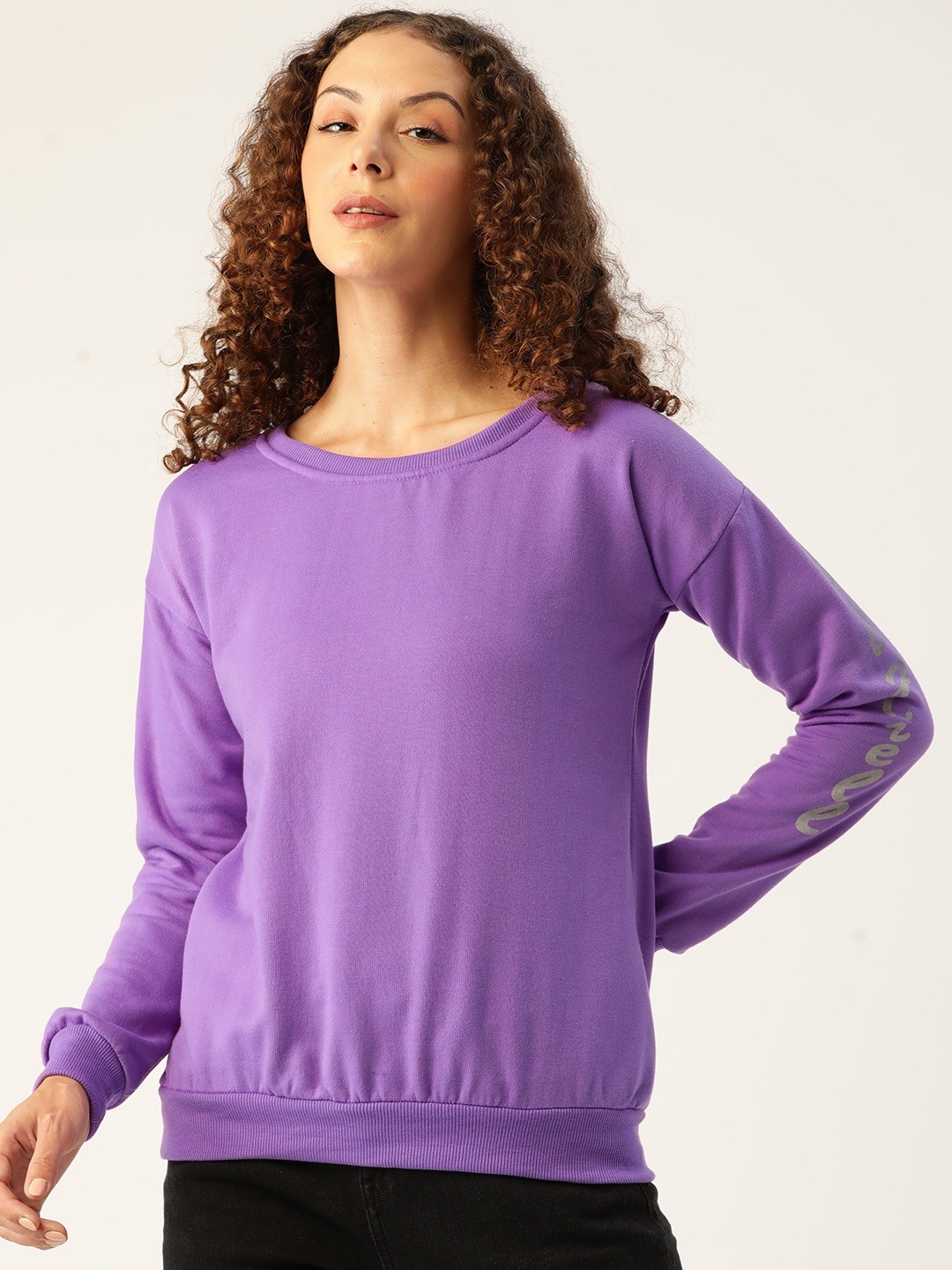 

Belle Fille Women Solid Sweatshirt, Violet