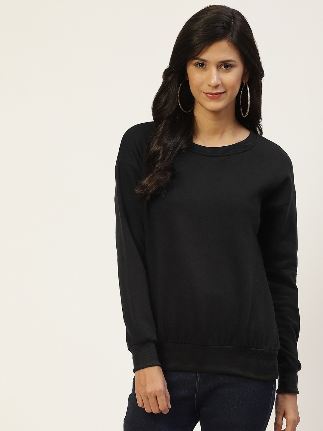 

Belle Fille Women Black Solid Sweatshirt