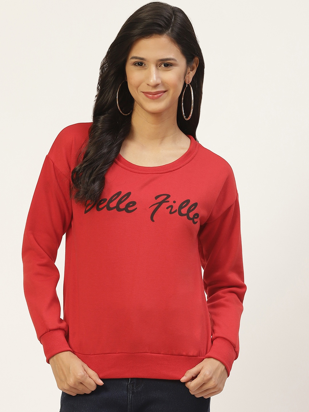 

Belle Fille Women Red Printed Sweatshirt