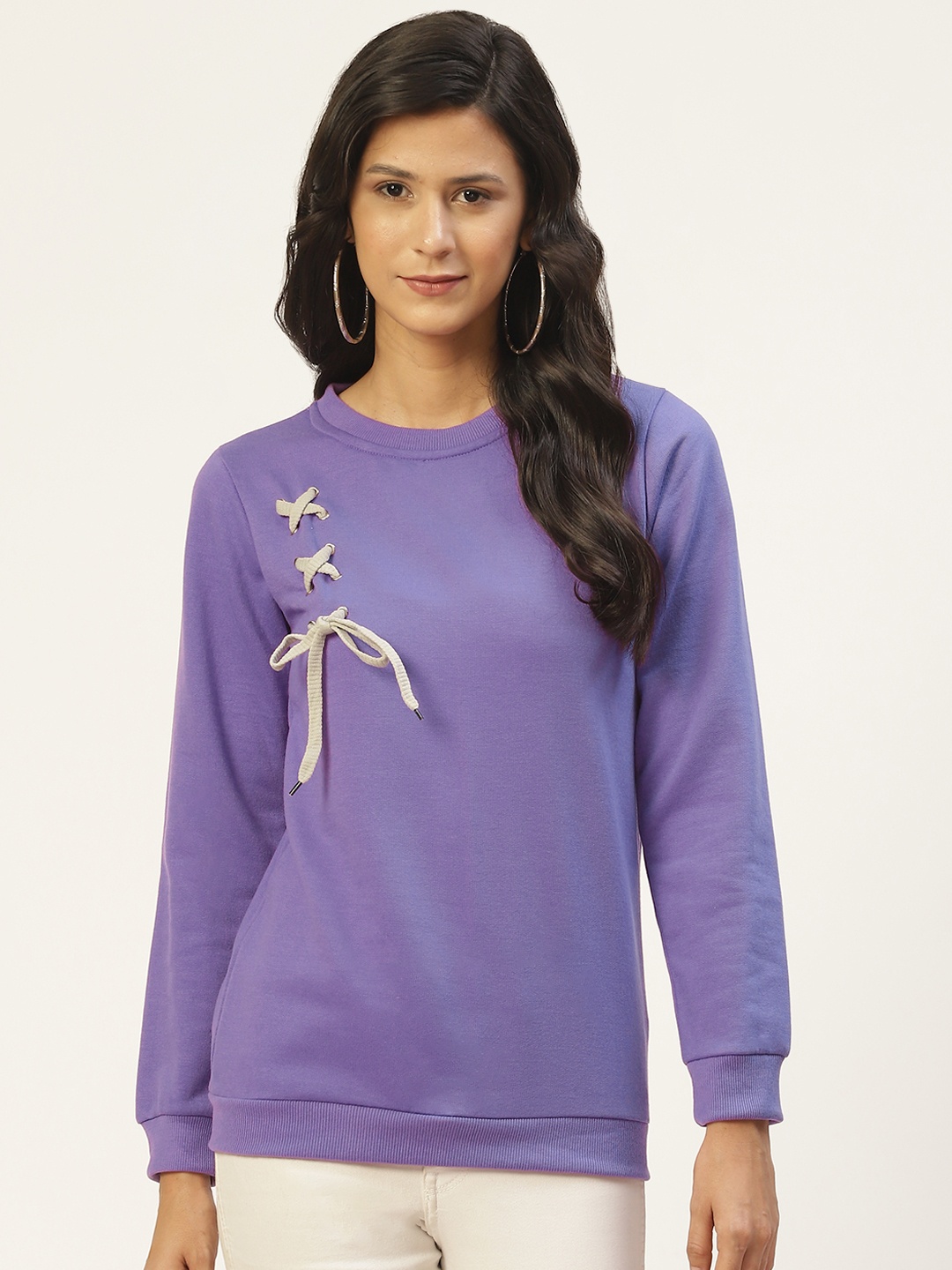 

Belle Fille Women Violet Solid Sweatshirt