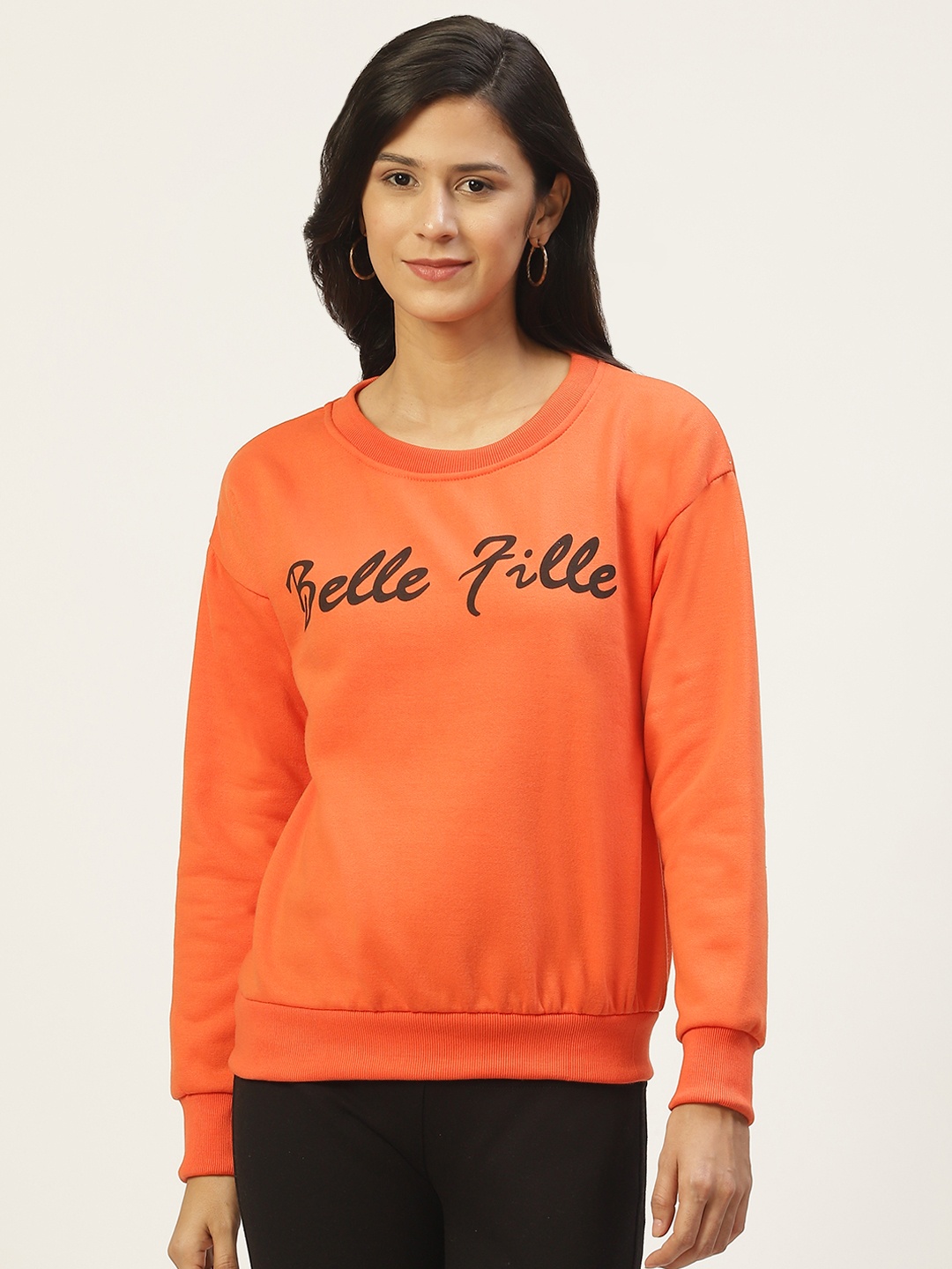 

Belle Fille Women Orange Printed Sweatshirt