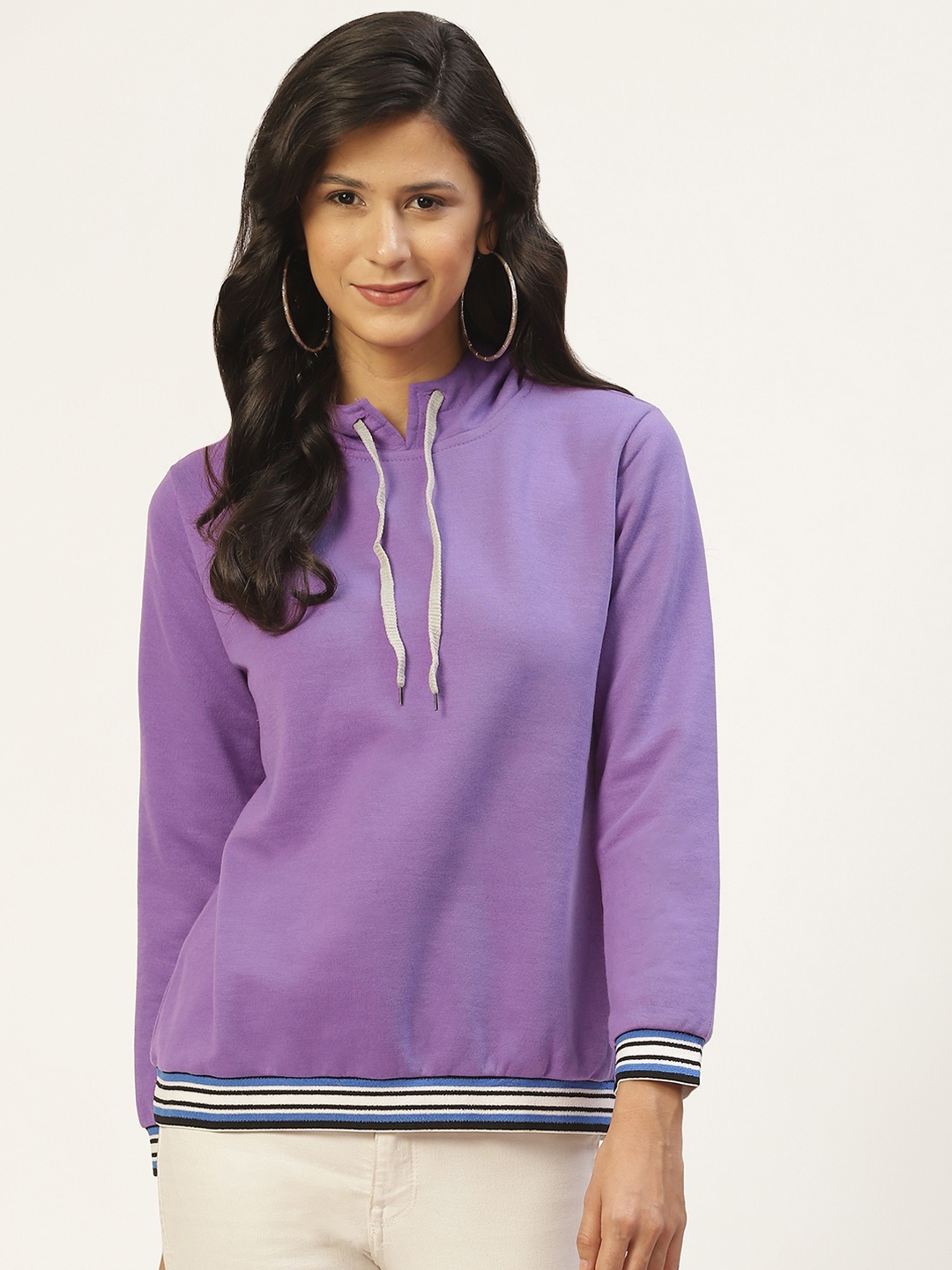 

Belle Fille Women Violet Solid Hooded Sweatshirt