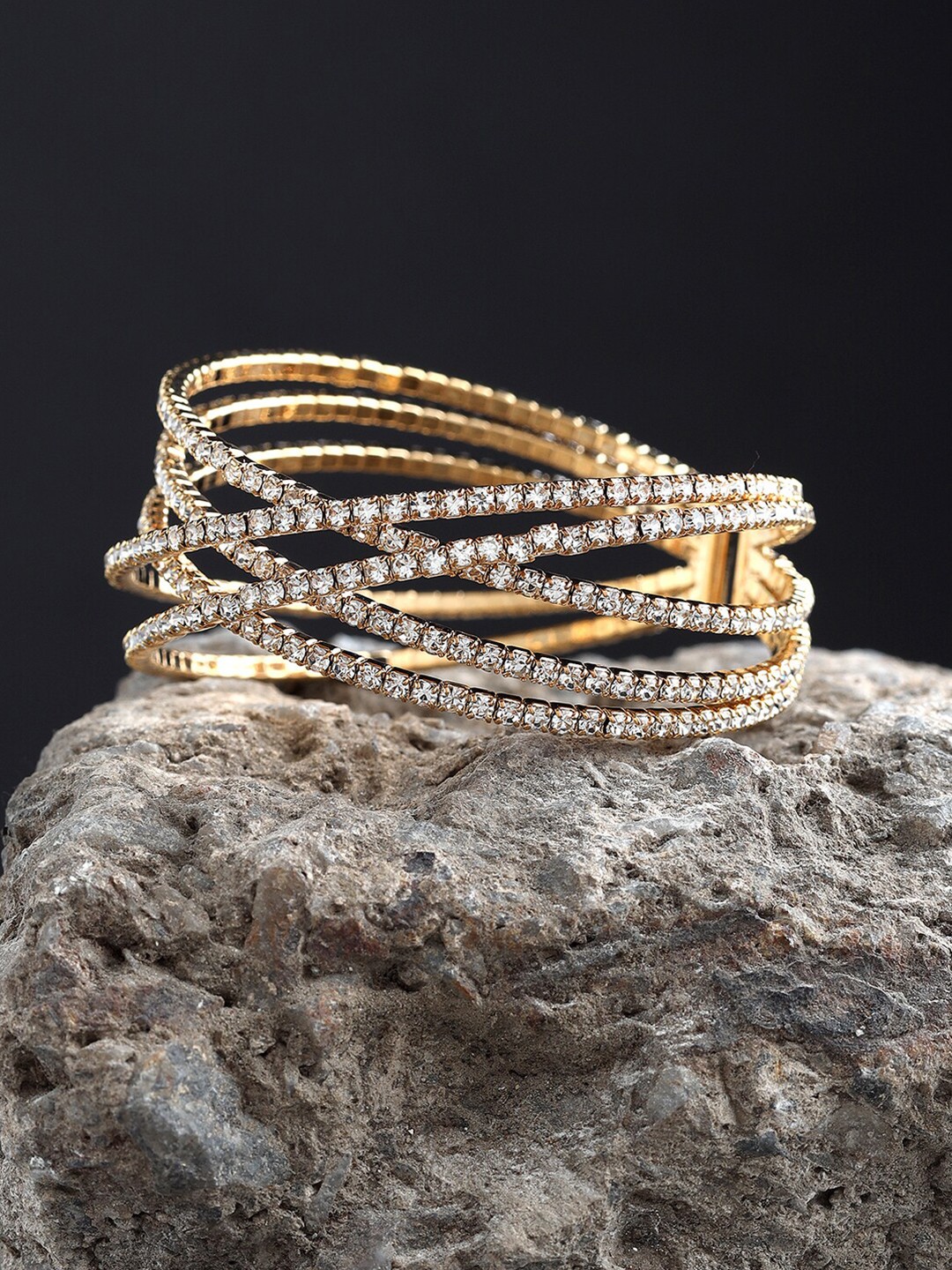 

Kazo Women Gold-Toned & White Gold-Plated Bangle-Style Bracelet