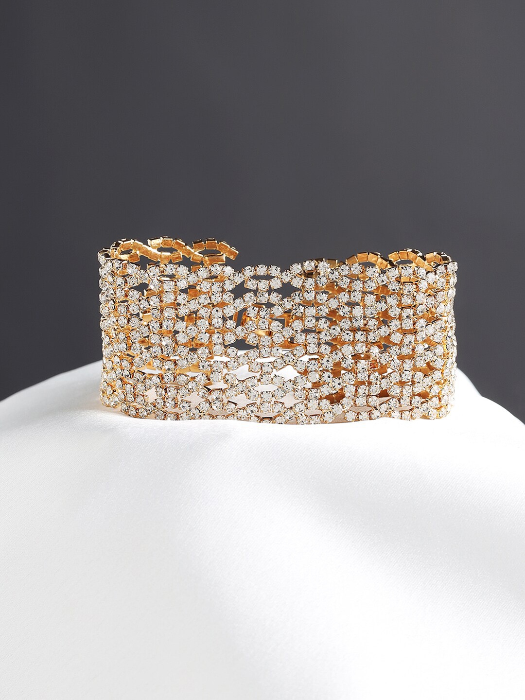 

Kazo Women Gold-Toned & White Diamond Cluster Bracelet