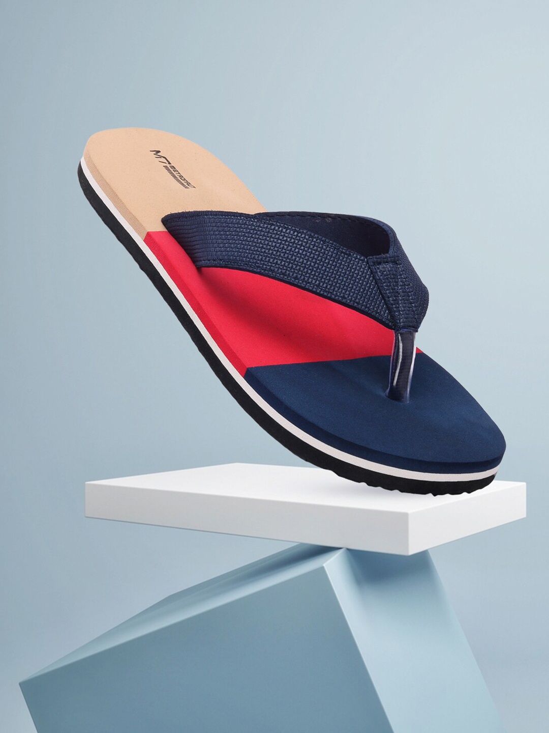 

M7 by Metronaut Men Navy Blue & Red Colourblocked Rubber Thong Flip-Flops