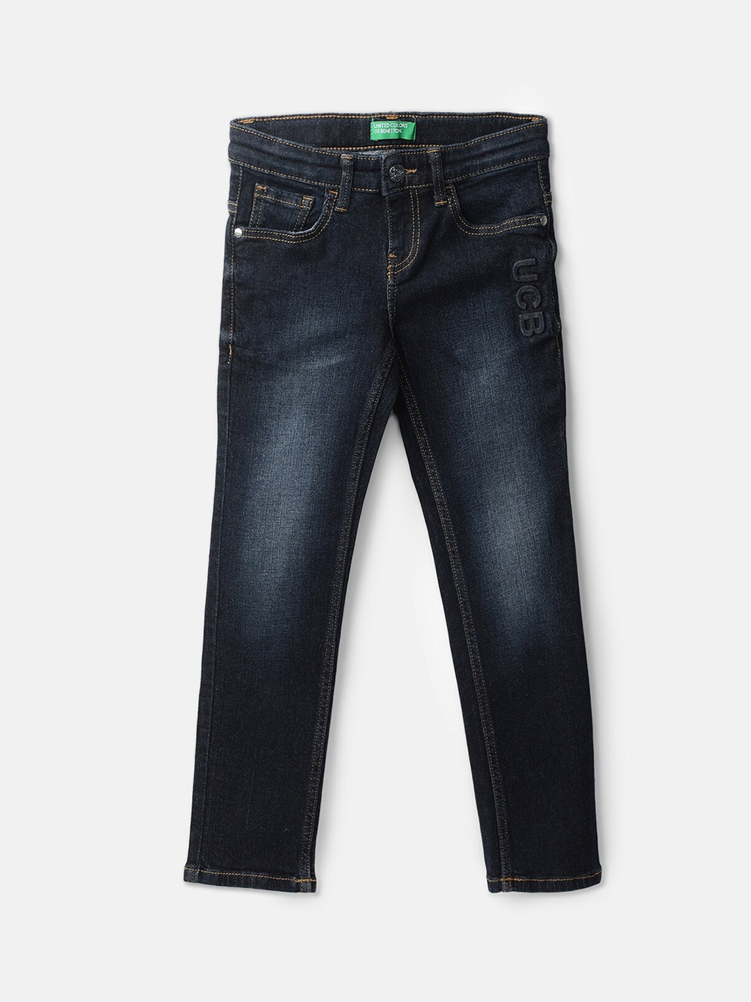 

United Colors of Benetton Boys Navy Blue Slim Fit Light Fade Jeans