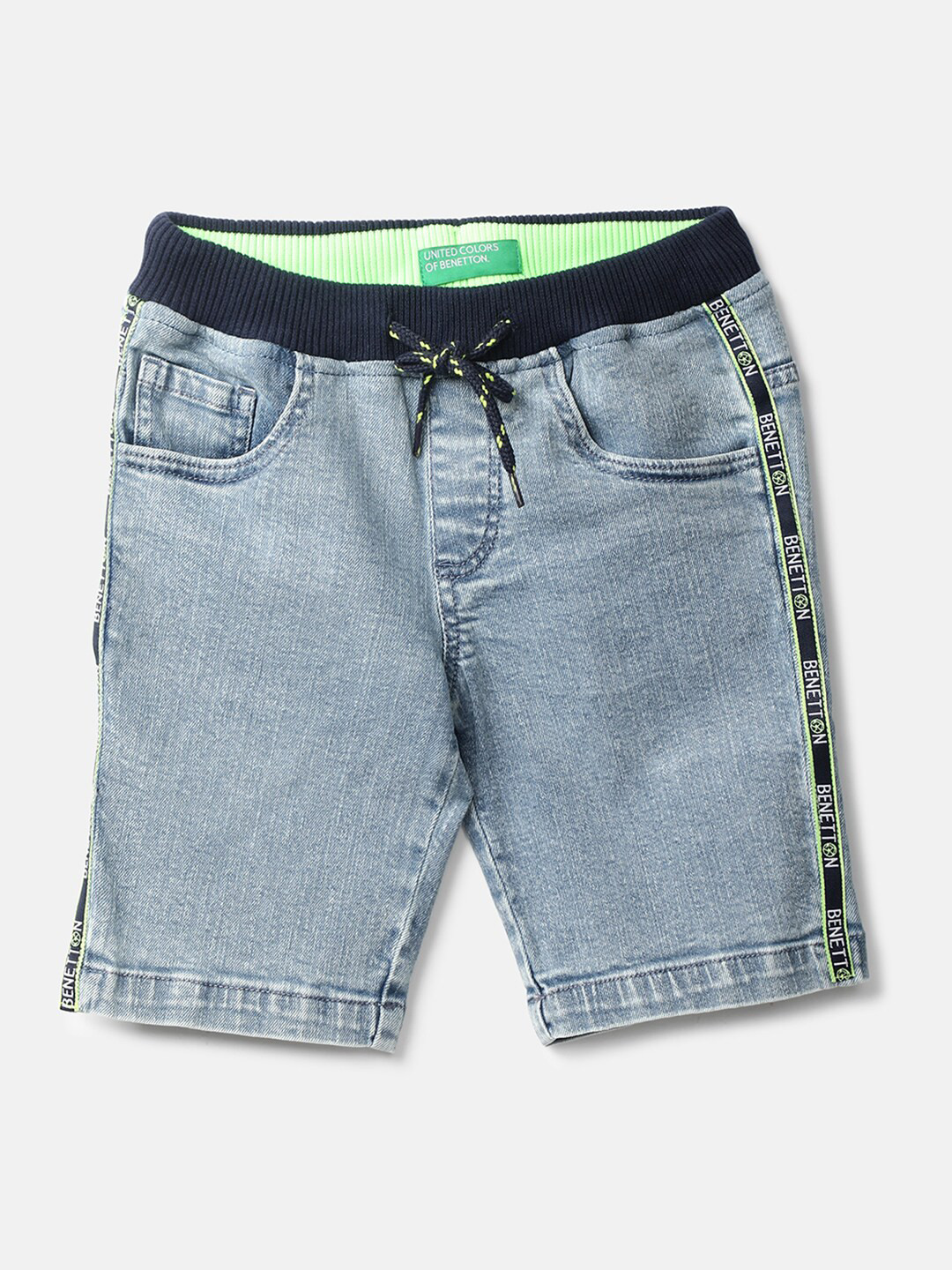 

United Colors of Benetton Boys Blue Washed Cotton Denim Shorts