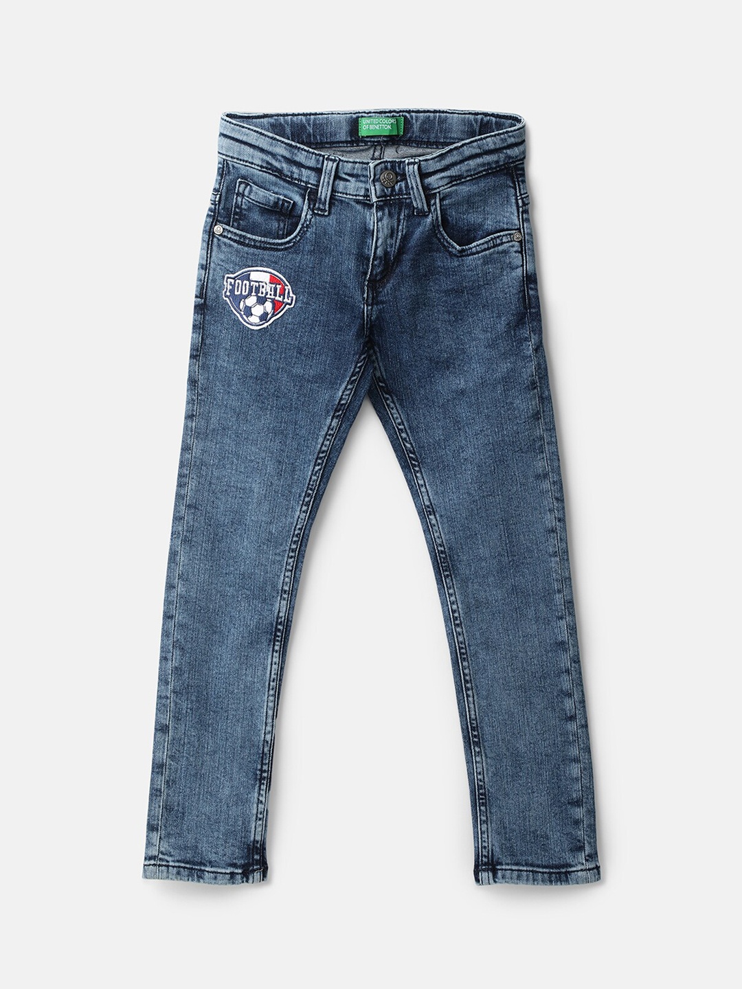 

United Colors of Benetton Boys Blue Boys Slim Fit Heavy Fade Jeans