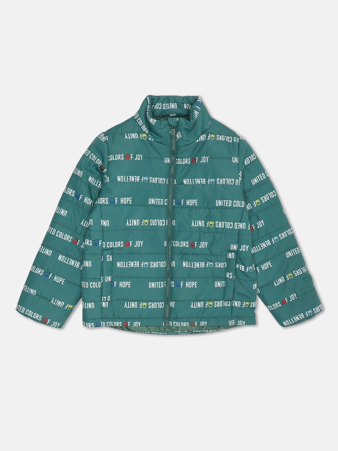 

United Colors of Benetton Boys Teal Printed Padded Jacket