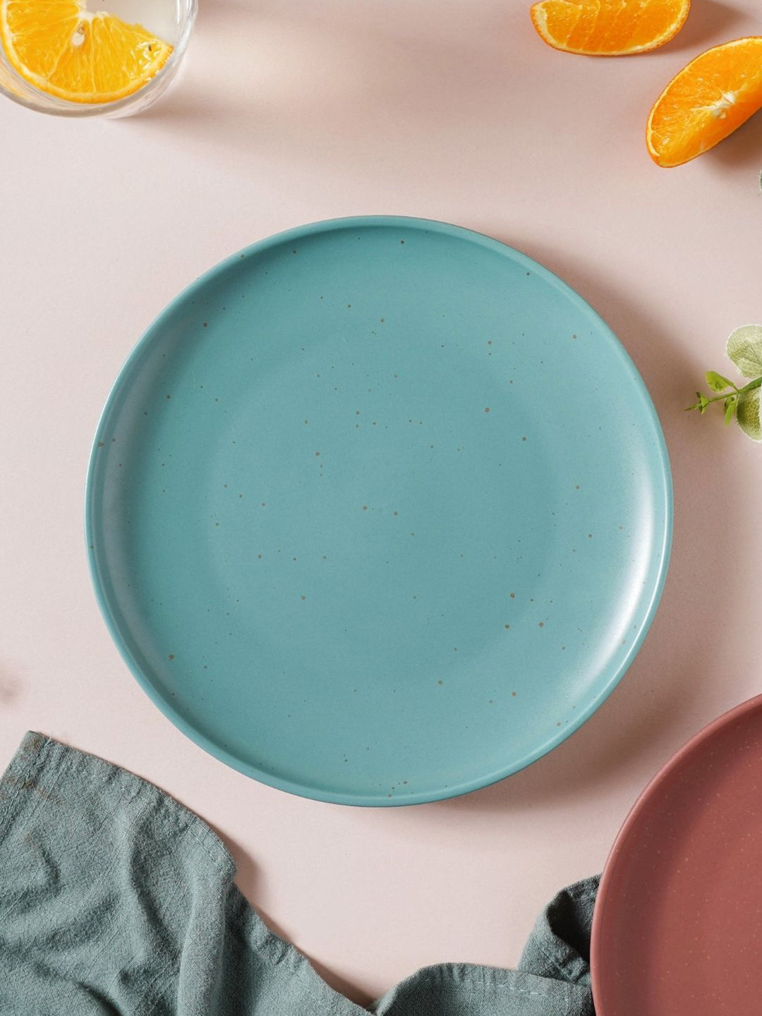 

Nestasia Turquoise Blue Microwave safe Matte Round Ceramic Plate