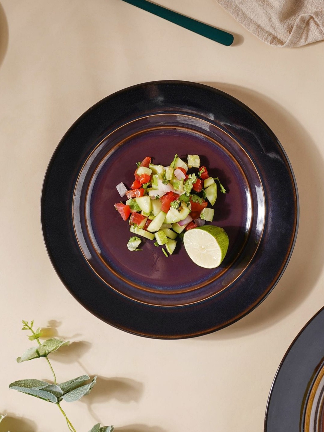 

Nestasia Brown Microwave safe Ceramic Glossy Plate