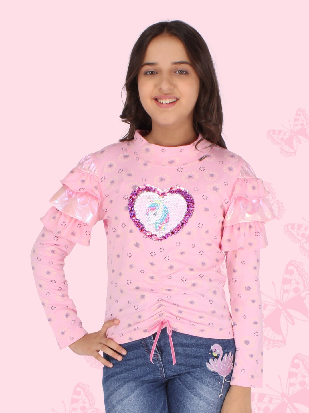 

CUTECUMBER Girls Pink Print Top