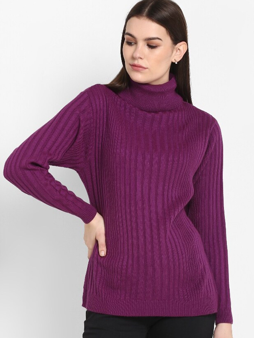 

Modeve Women Mauve Cable Knit Pullover