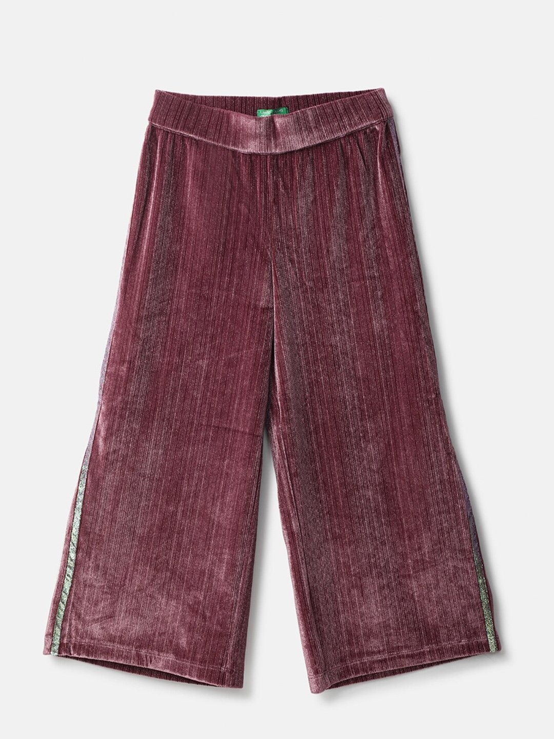 

United Colors of Benetton Girls Magenta Self Designed Flared Palazzos