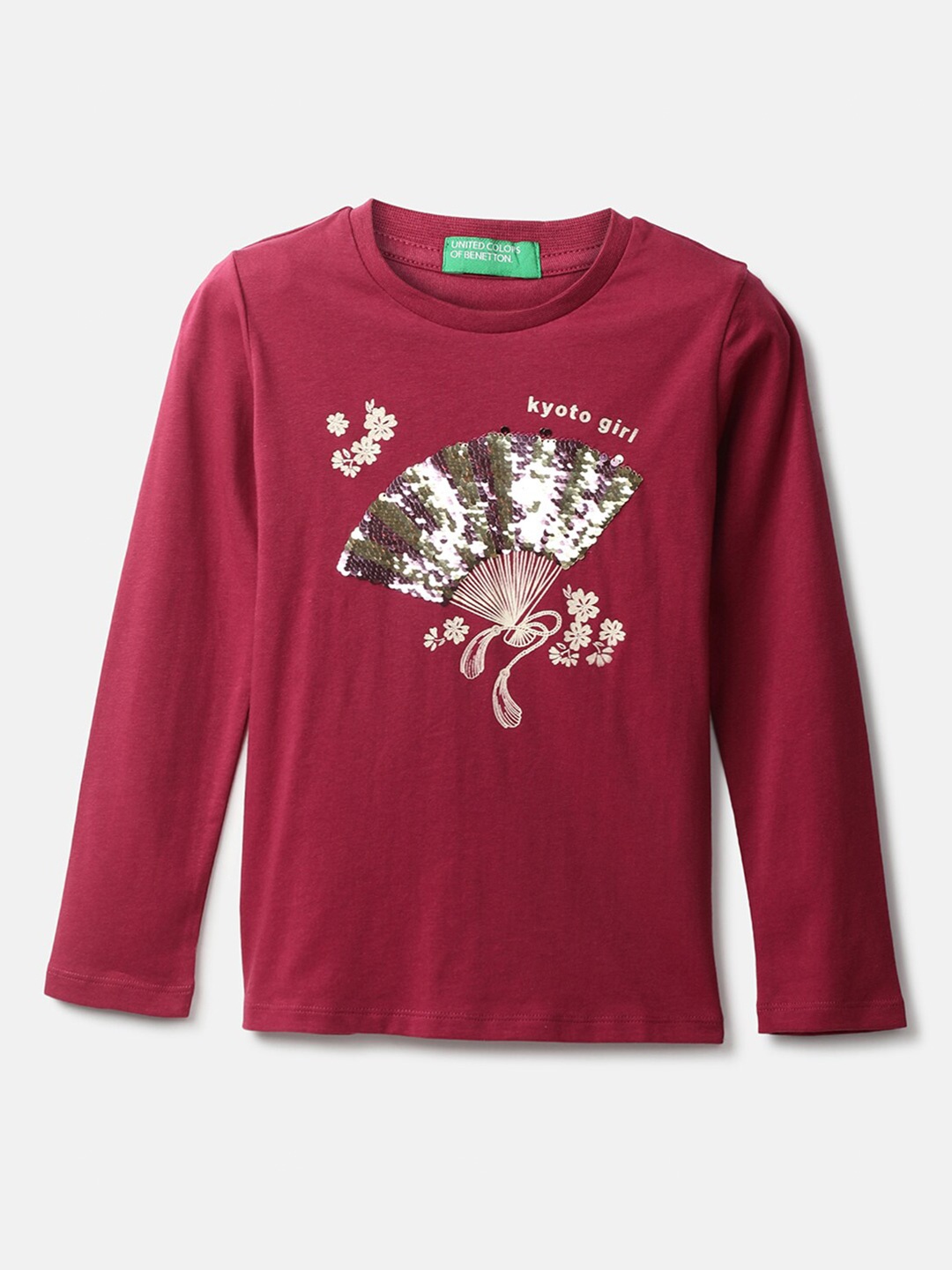 

United Colors of Benetton Girls Magenta Embellished Top
