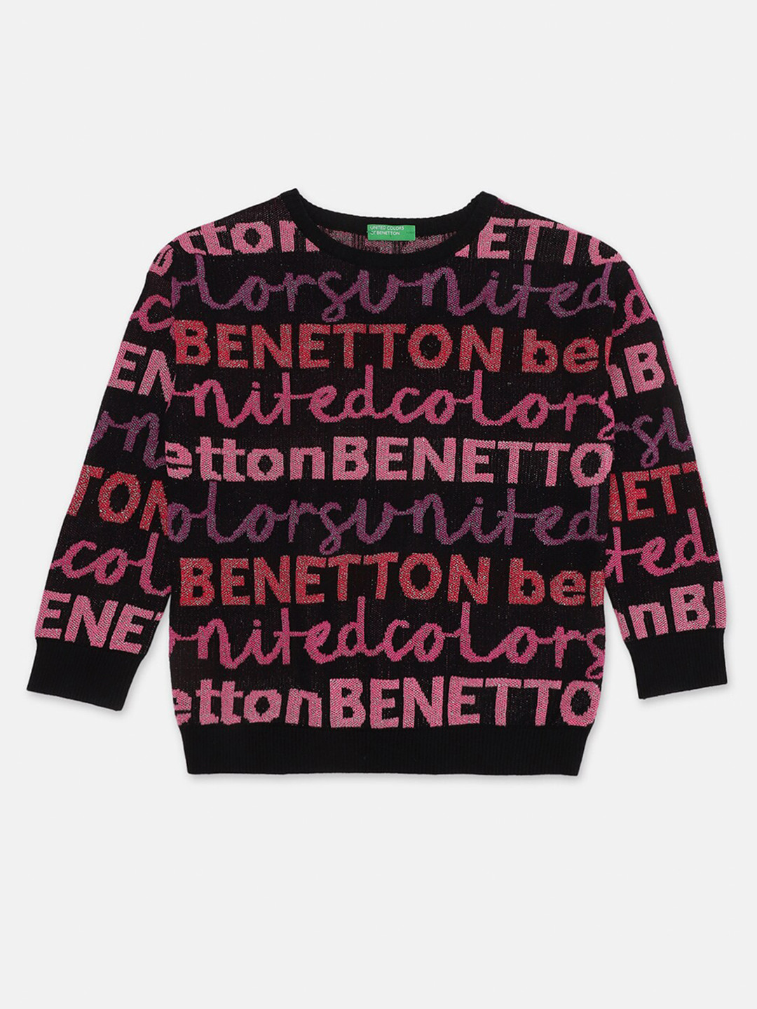

United Colors of Benetton Girls Black Printed Cotton Sweatshirt