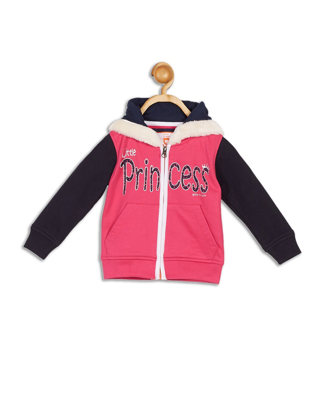

612League Girls Pink Printed Hooded Cotton Sweatshirt