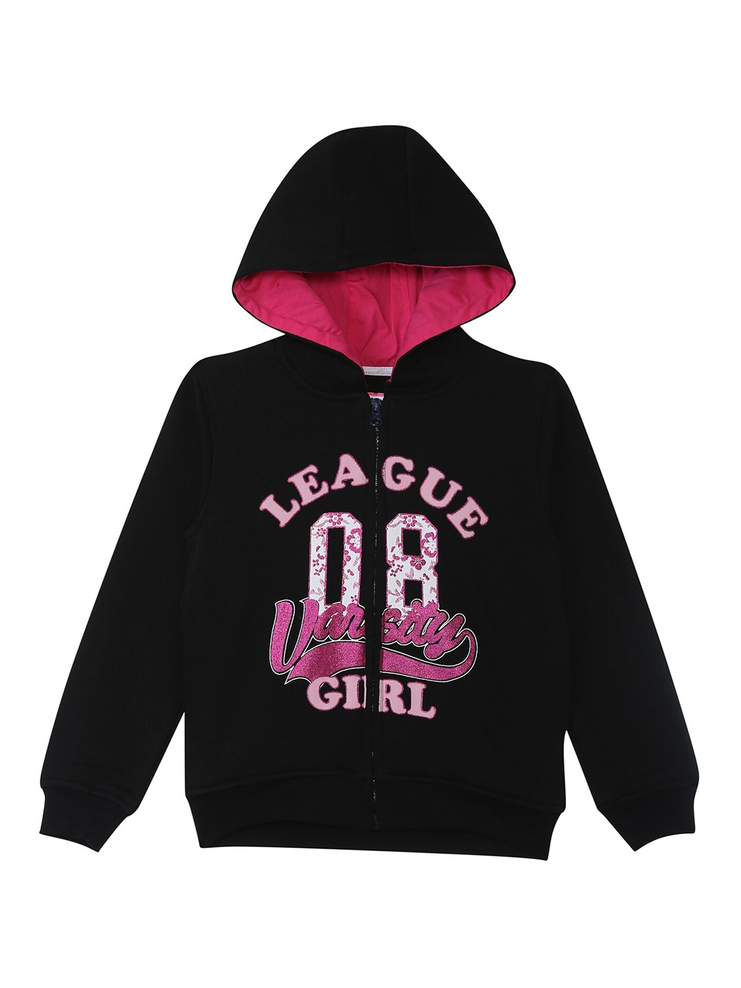 

612League Girls Black Printed Hooded Sweatshirt
