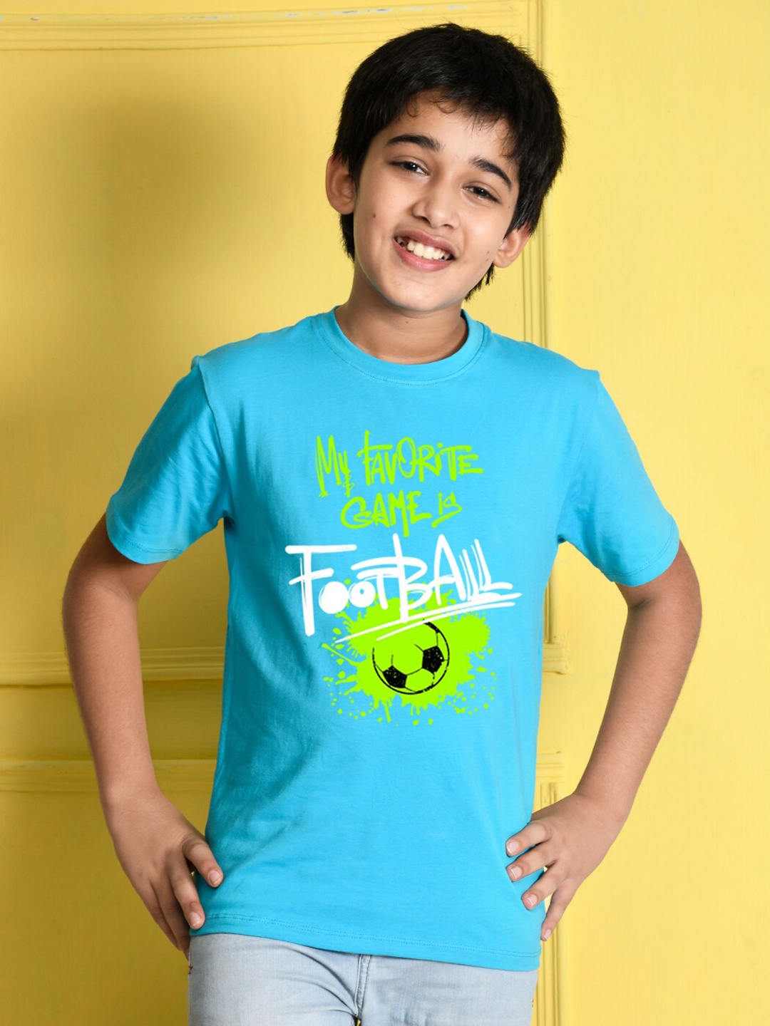 

NUSYL Boys Blue Typography Printed T-shirt