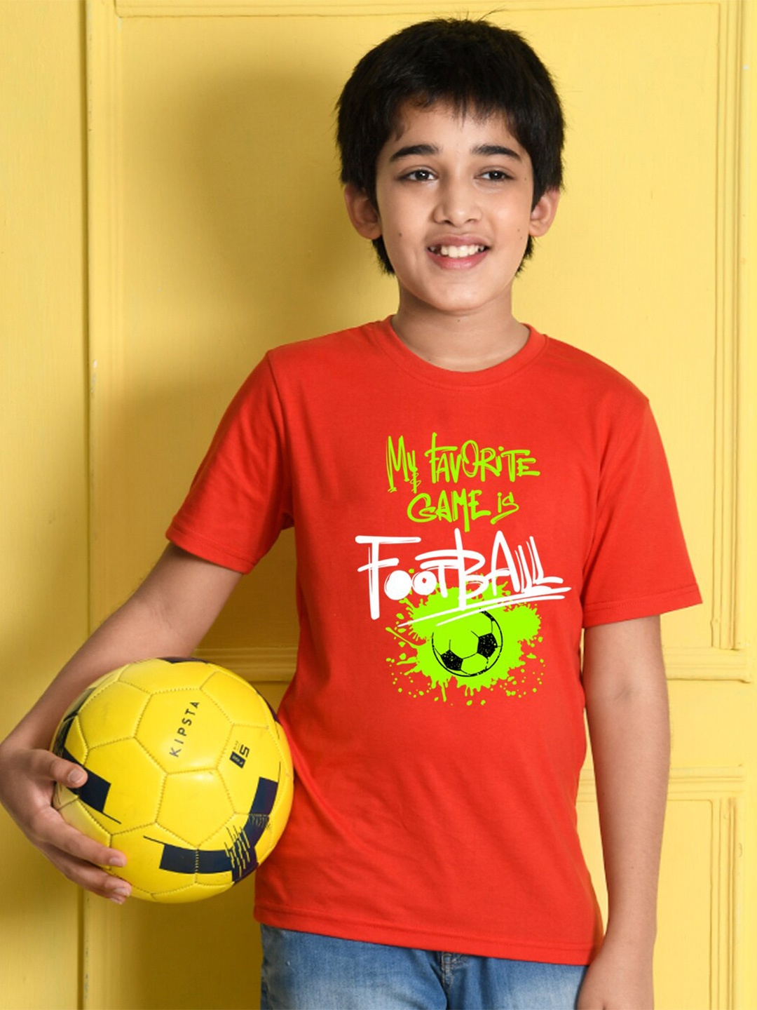 

NUSYL Boys Red Typography Printed T-shirt