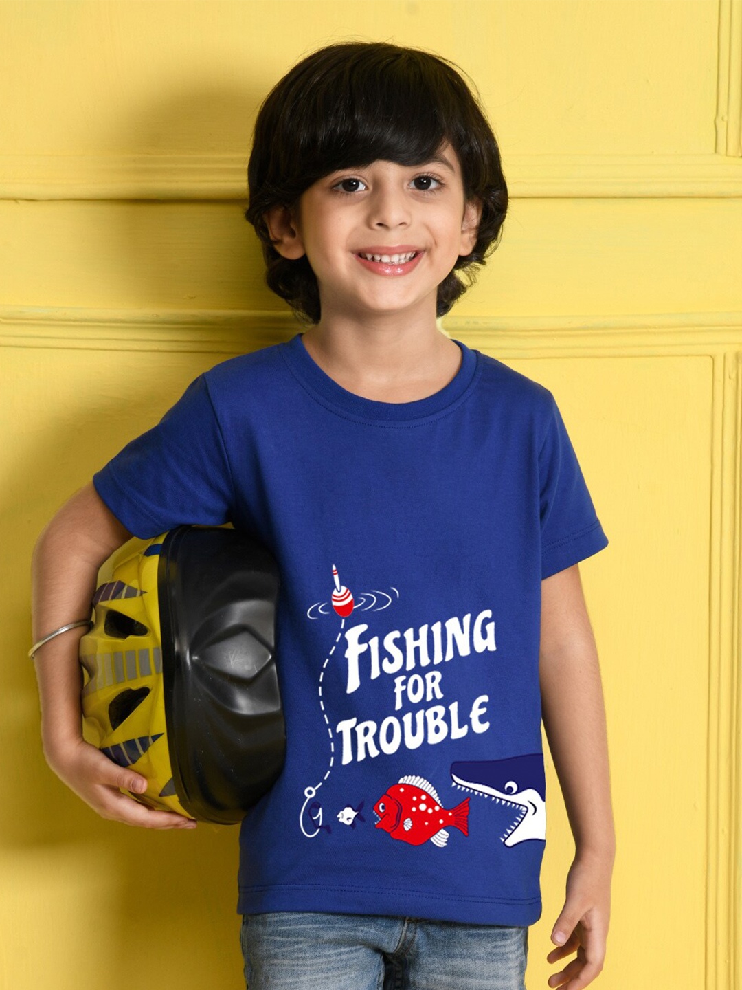 

NUSYL Boys Blue Typography Printed T-shirt