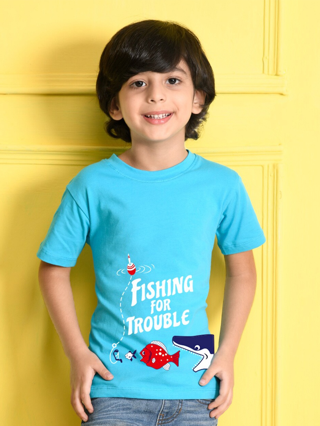 

NUSYL Boys Blue Typography Printed T-shirt