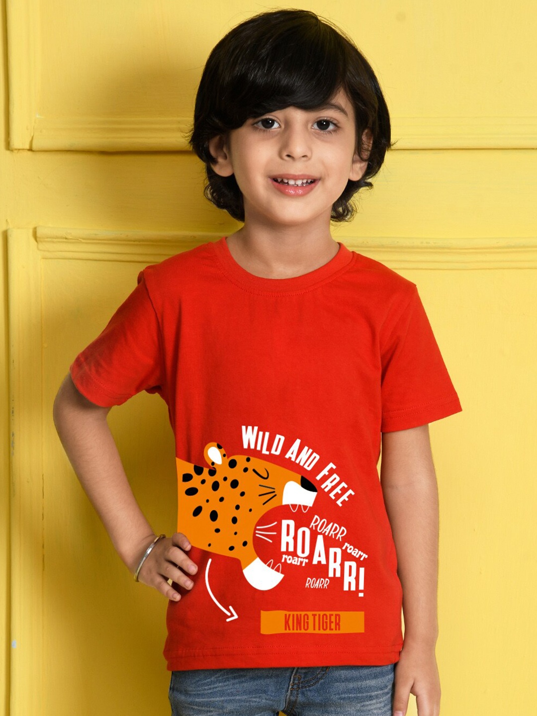 

NUSYL Boys Red Typography Printed T-shirt