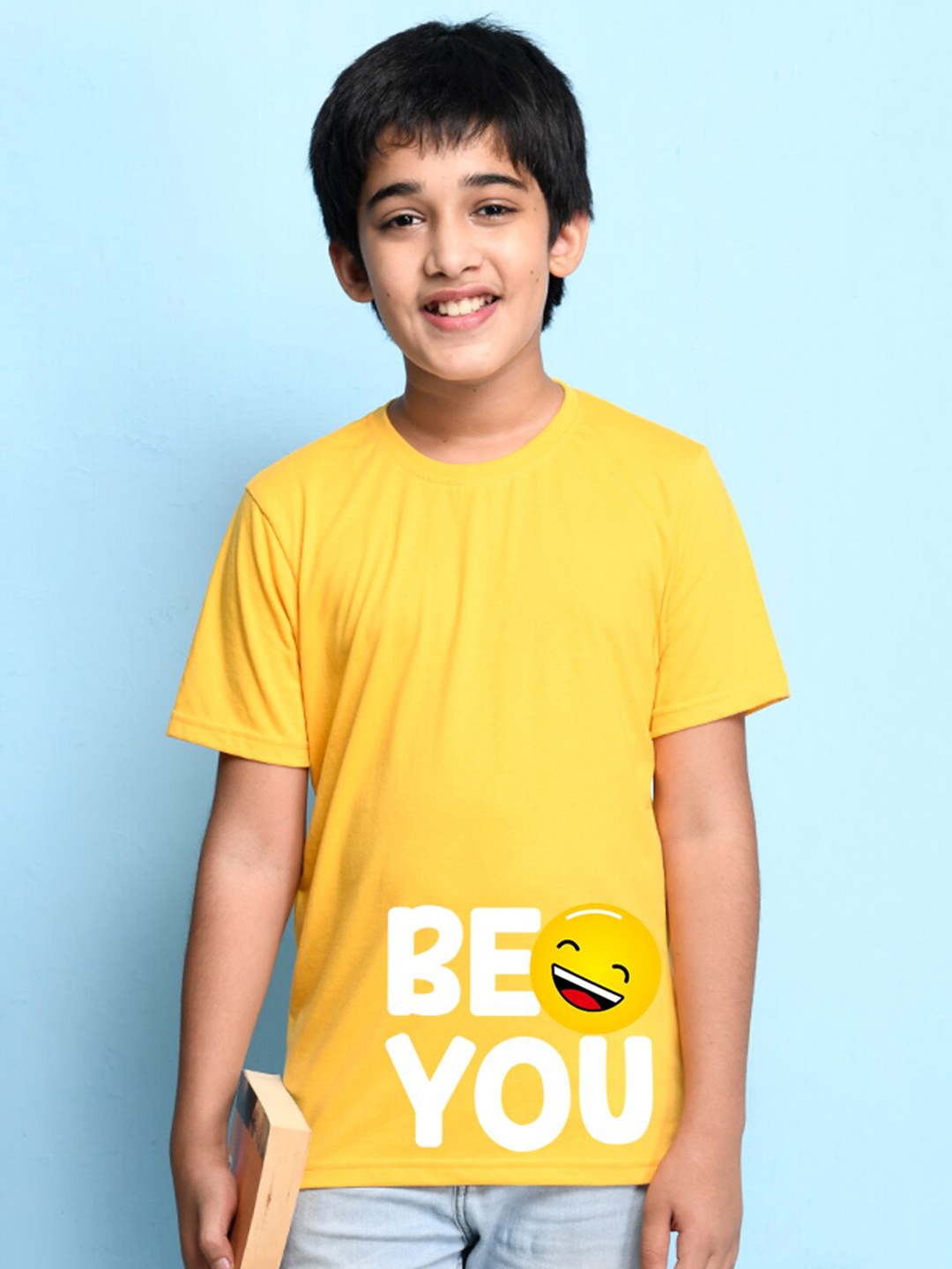 

NUSYL Boys Yellow Typography T-shirt