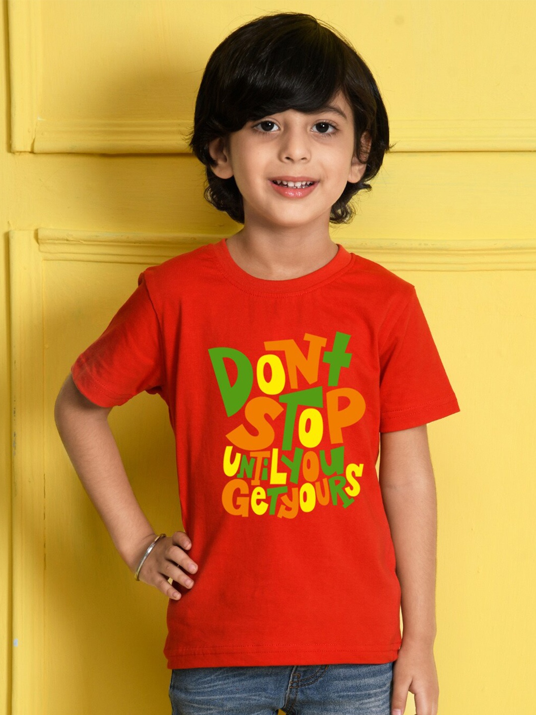 

NUSYL Boys Red Typography T-shirt