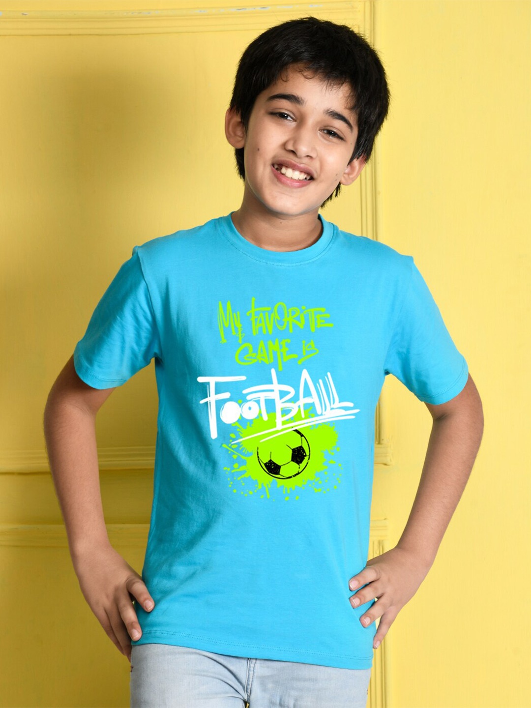 

NUSYL Boys Blue Typography Printed T-shirt